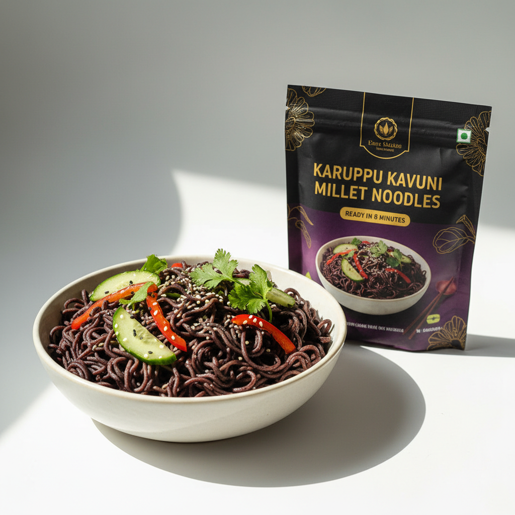 Karuppu Kavuni Millet Noodles – Ready in 8 Minutes | Alangush